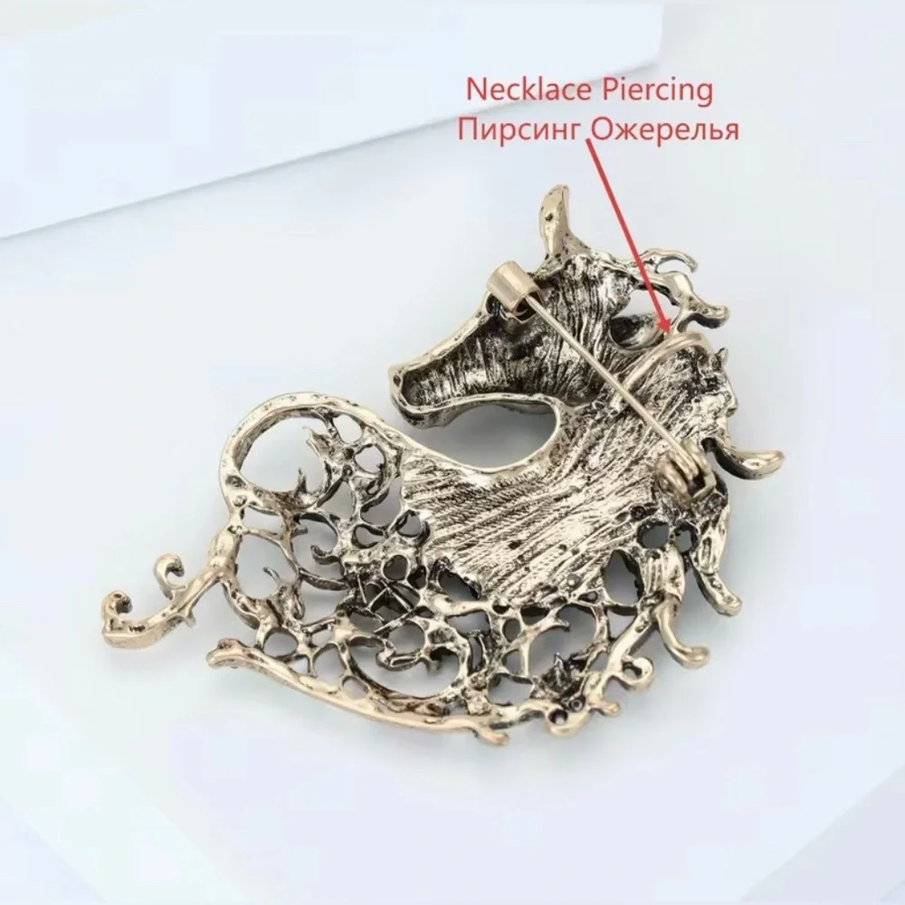 Horse Equine Rhinestone Fashion Brooch - Picture 2 of 3